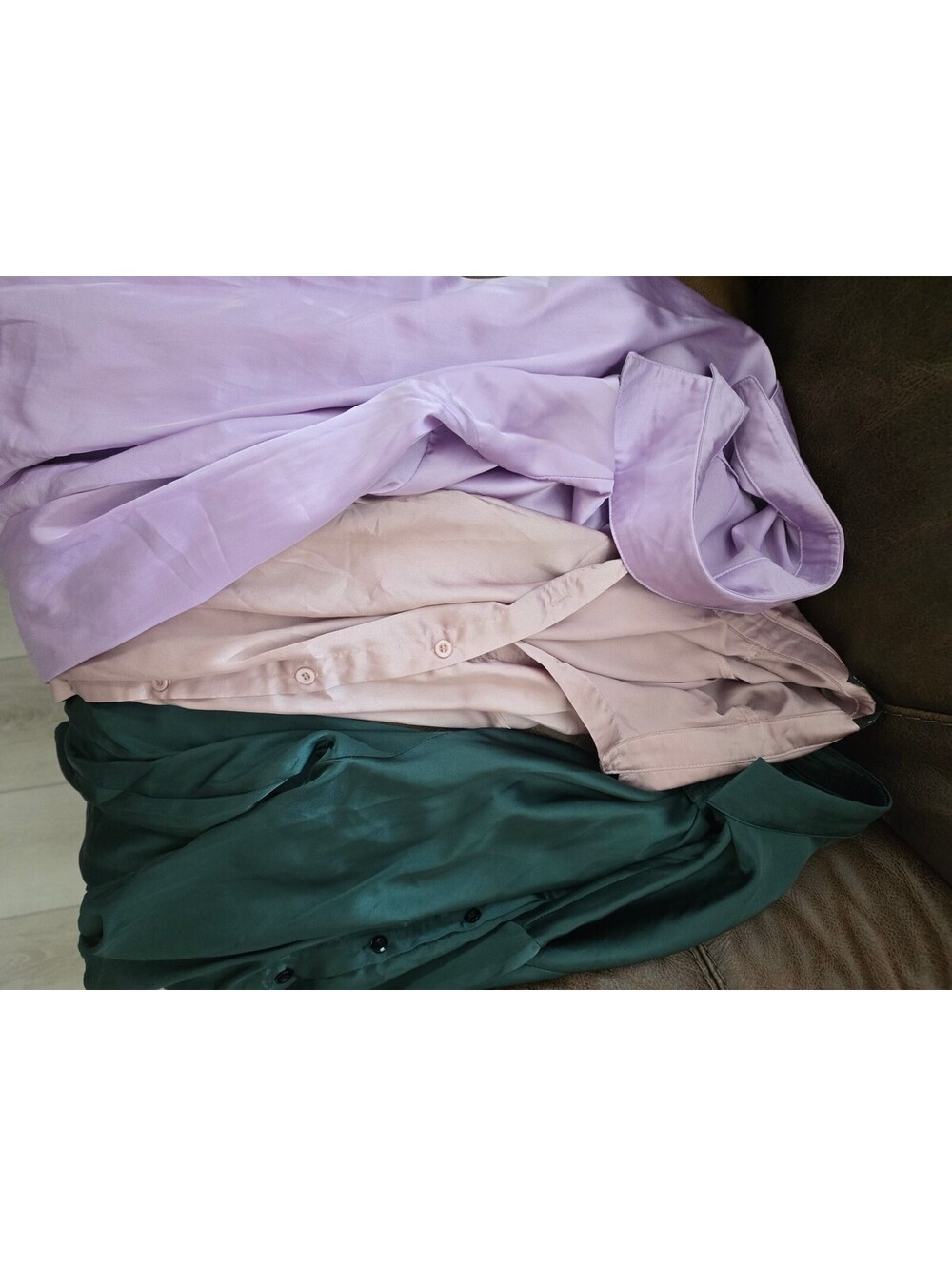 Set of 3 womens button up satin tops size large